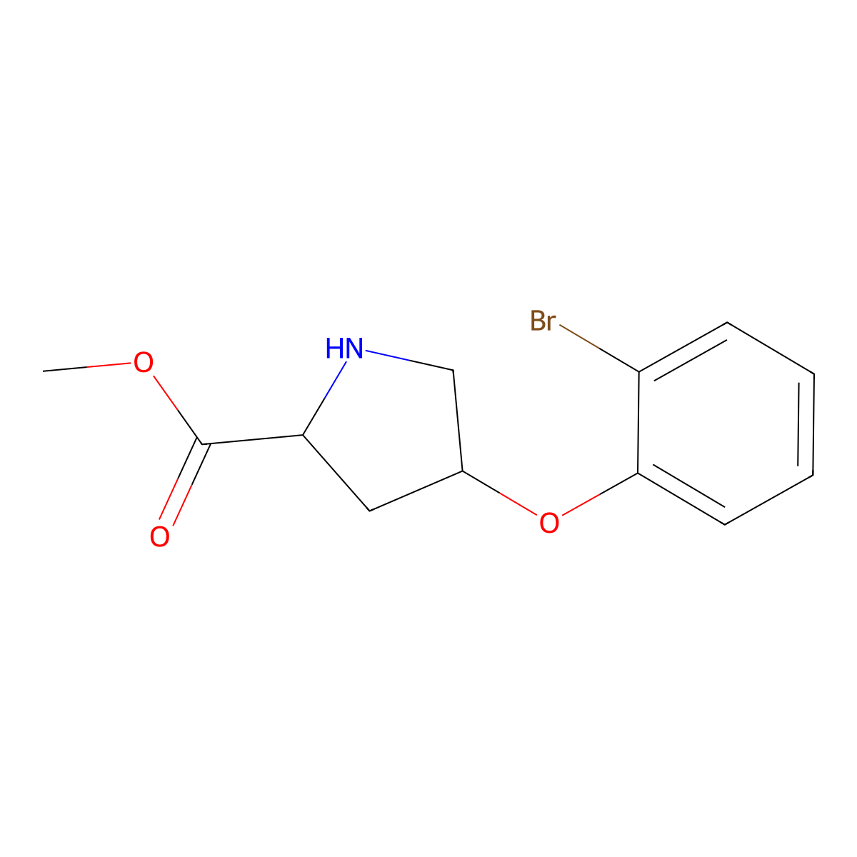 Methyl (2S,4S)-4-(2-bromophenoxy)-2-pyrrolidinecarboxylate molecular structure, CAS 1217686-86-6