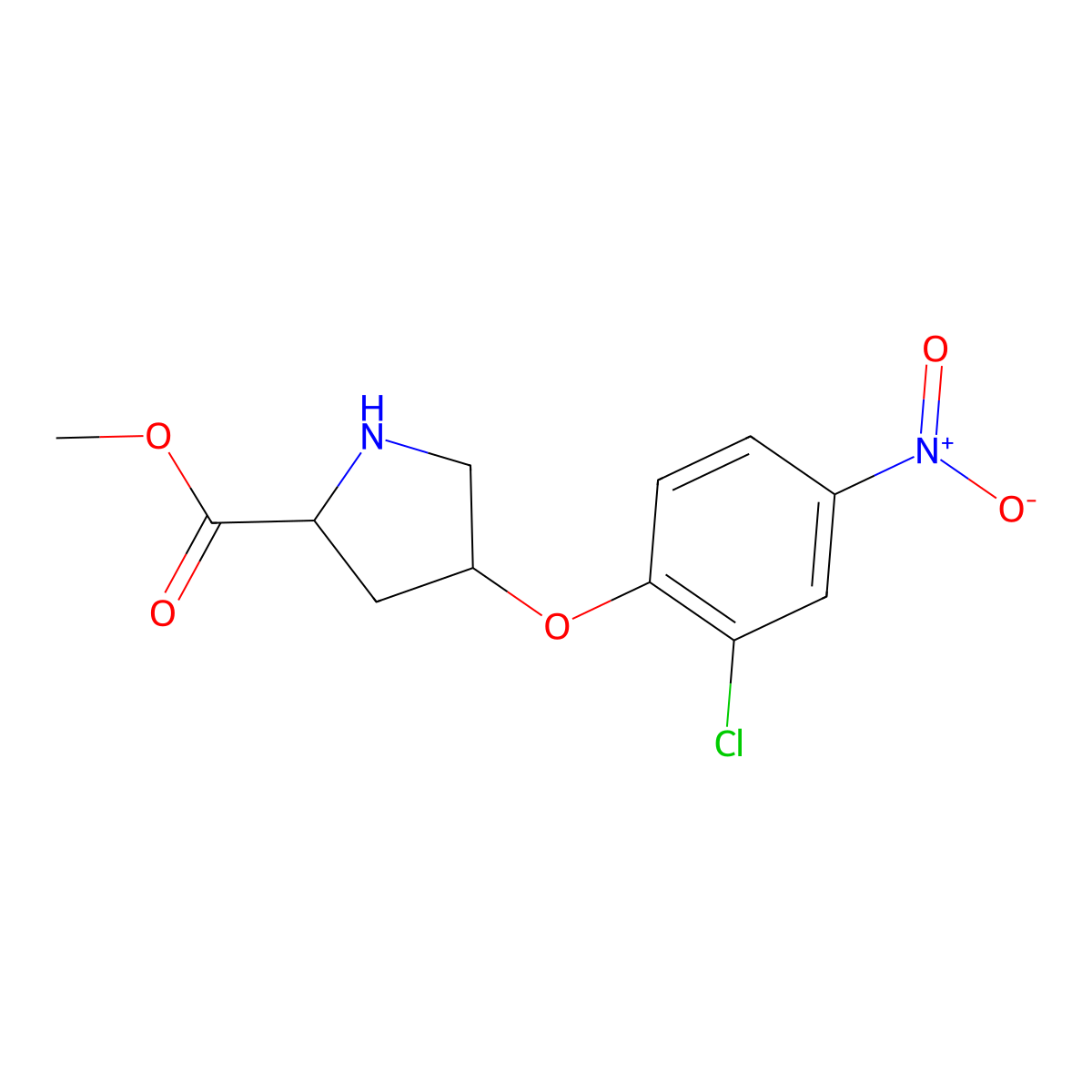 Methyl (2S,4S)-4-(2-chloro-4-nitrophenoxy)-2-pyrrolidinecarboxylate molecular structure, CAS 1217687-34-7
