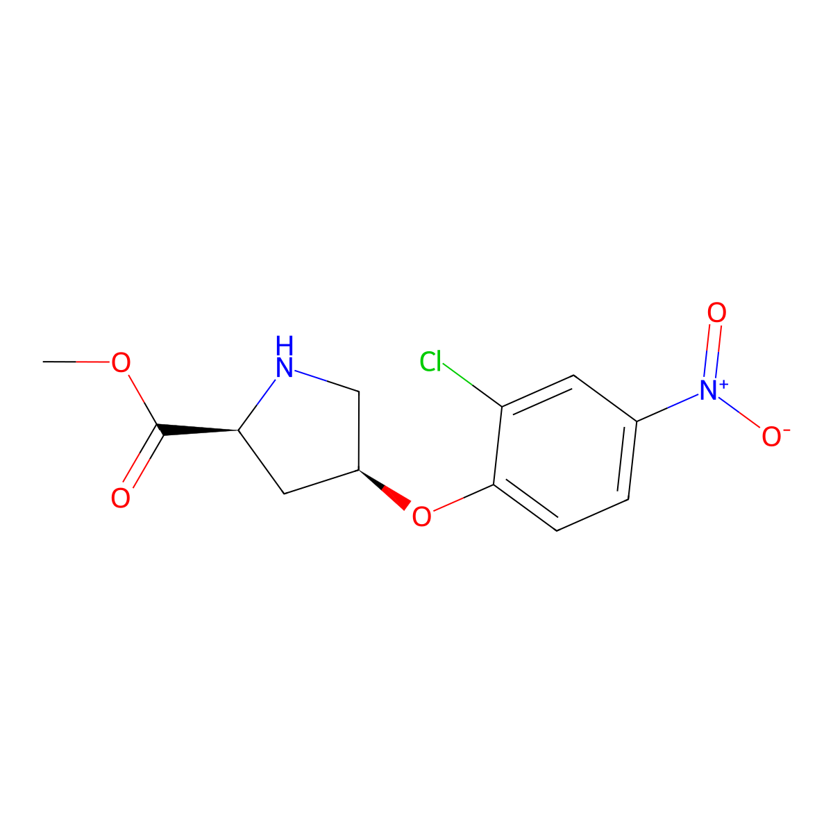 Methyl (2S,4S)-4-(2-chloro-4-nitrophenoxy)-2-pyrrolidinecarboxylate molecular structure, CAS 1217687-34-7