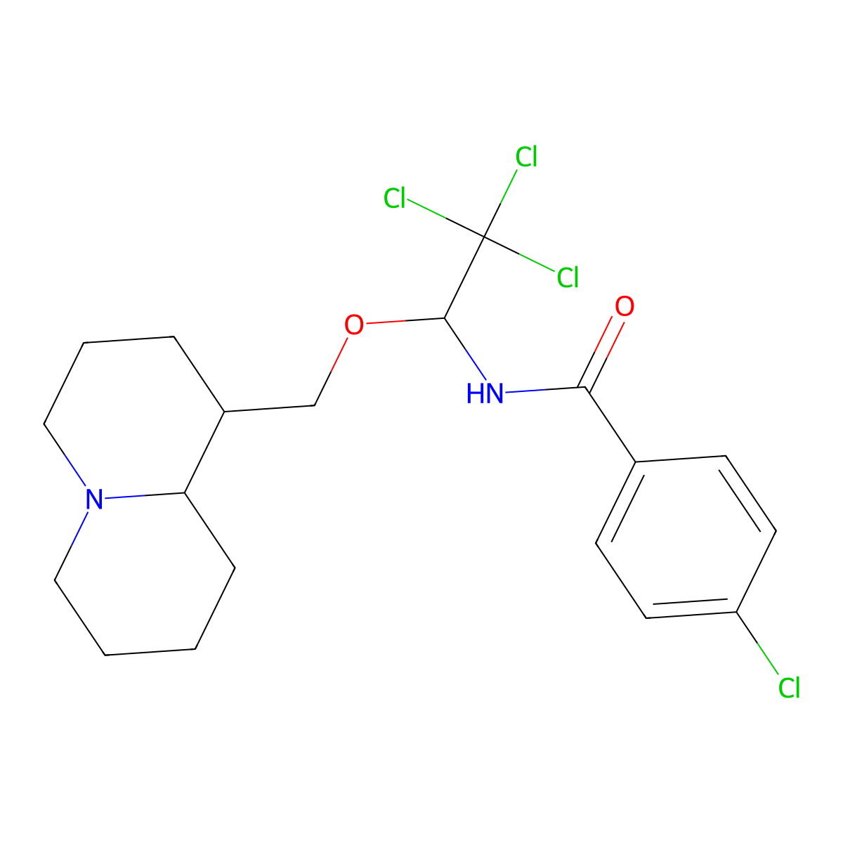 4-Chloro-N-[2,2,2-trichloro-1-[(octahydro-2H-quinolizin-1-yl)methoxy]ethyl]benzamide molecular structure, CAS 1217687-64-3