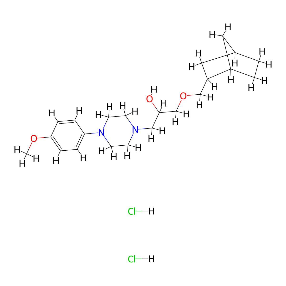 1-((1R,4S)-bicyclo[2.2.1]heptan-2-ylmethoxy)-3-(4-(4-methoxyphenyl)piperazin-1-yl)propan-2-ol dihydrochloride molecular structure, CAS 1217688-41-9