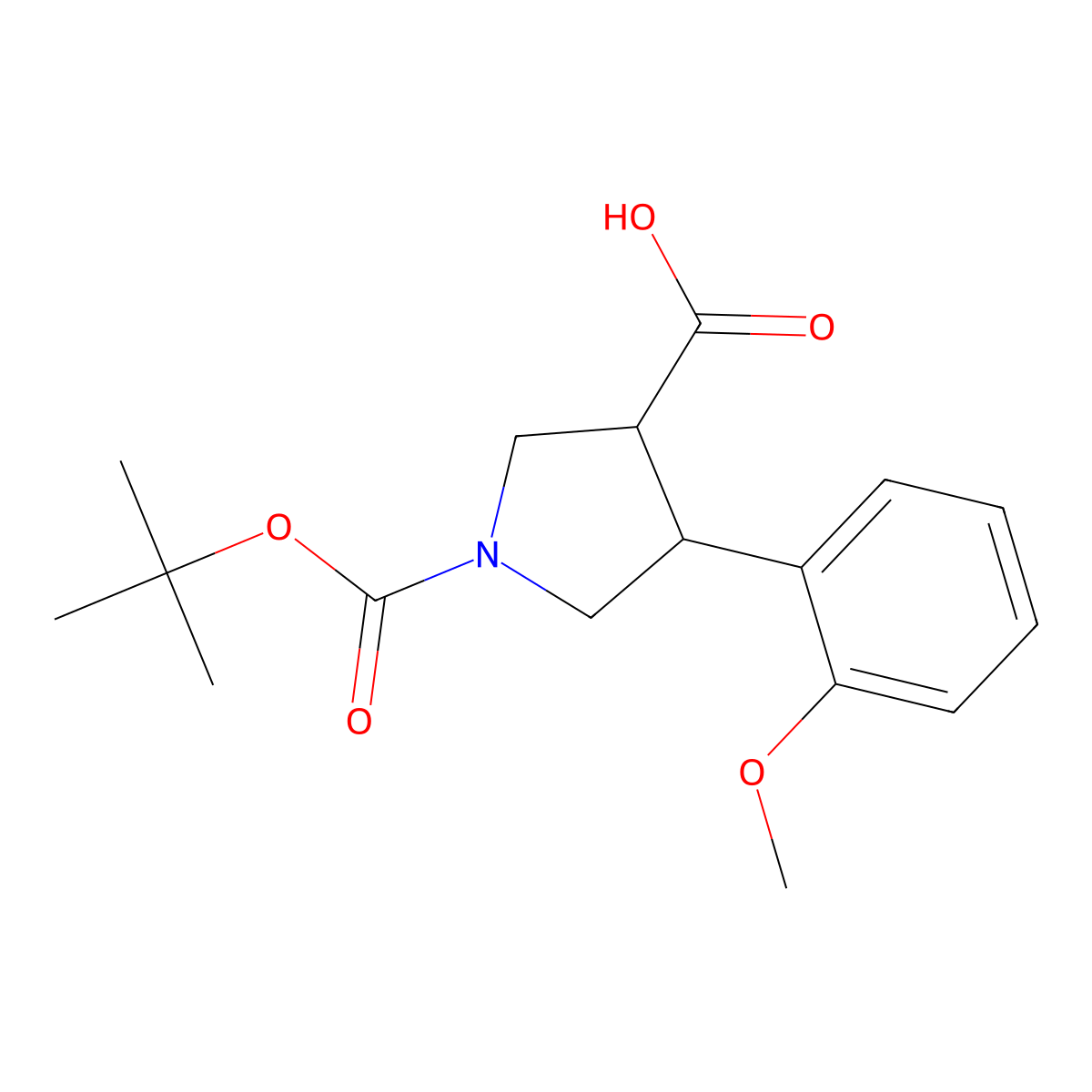 (3R,4S)-1-(tert-Butoxycarbonyl)-4-(2-methoxyphenyl)pyrrolidine-3-carboxylic acid molecular structure, CAS 1217689-78-5