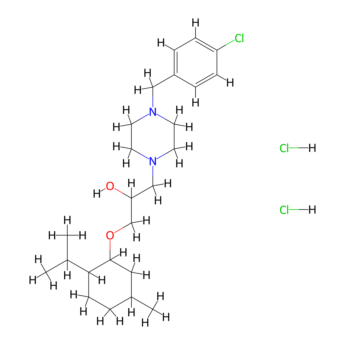 1-(4-(4-Chlorobenzyl)piperazin-1-yl)-3-((2-isopropyl-5-methylcyclohexyl)oxy)propan-2-ol dihydrochloride molecular structure, CAS 1217693-48-5