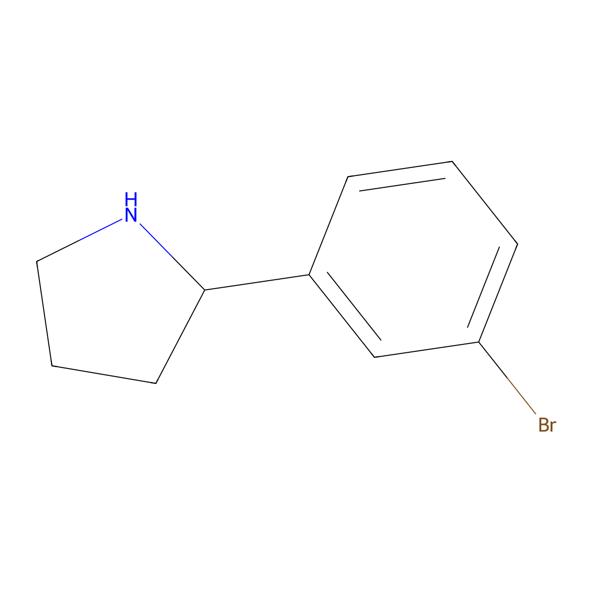 (2S)-2-(3-bromophenyl)pyrrolidine molecular structure, CAS 1217694-15-9