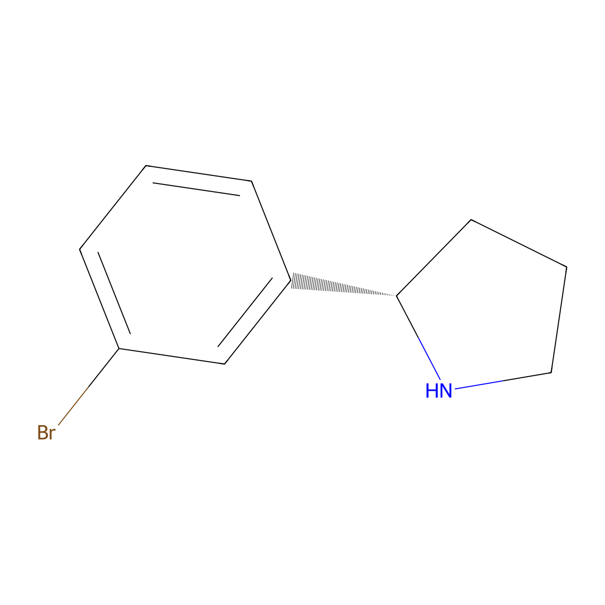 (2S)-2-(3-bromophenyl)pyrrolidine molecular structure, CAS 1217694-15-9