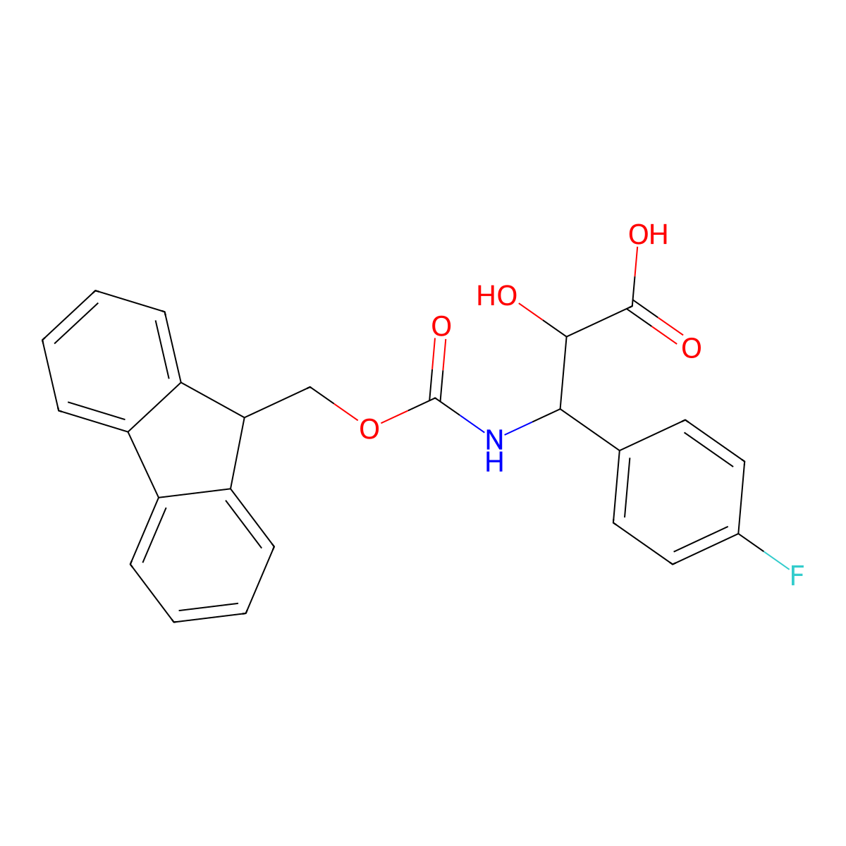 (2R,3R)-3-((((9H-Fluoren-9-yl)methoxy)carbonyl)amino)-3-(4-fluorophenyl)-2-hydroxypropanoic acid molecular structure, CAS 1217694-49-9
