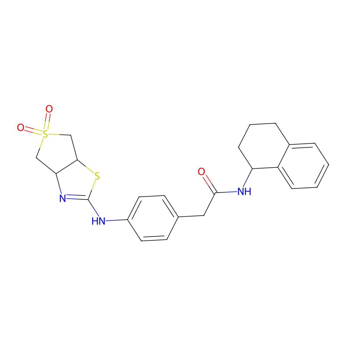 2-[4-({5,5-dioxo-3aH,4H,6H,6aH-5lambda6-thieno[3,4-d][1,3]thiazol-2-yl}amino)phenyl]-N-(1,2,3,4-tetrahydronaphthalen-1-yl)acetamide molecular structure, CAS 1217694-59-1