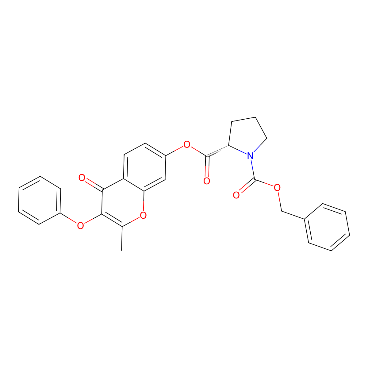 2-(2-Methyl-4-oxo-3-phenoxy-4H-1-benzopyran-7-yl) 1-(phenylmethyl) (2S)-1,2-pyrrolidinedicarboxylate molecular structure, CAS 1217697-96-5