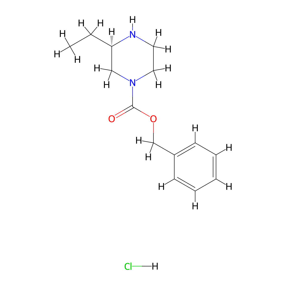 (R)-Benzyl 3-ethylpiperazine-1-carboxylate hydrochloride molecular structure, CAS 1217699-53-0