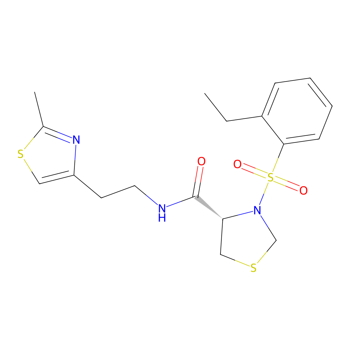 3-(2-Ethylbenzenesulfonyl)-N-[2-(2-methyl-1,3-thiazol-4-YL)ethyl]-1,3-thiazolidine-4-carboxamide molecular structure, CAS 1217699-59-6