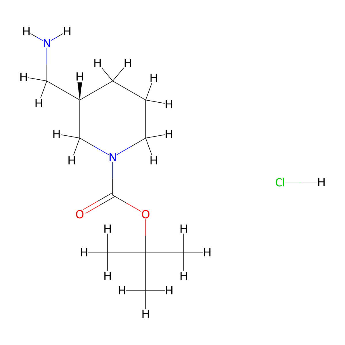 (S)-tert-Butyl 3-(aminomethyl)piperidine-1-carboxylate hydrochloride molecular structure, CAS 1217702-57-2