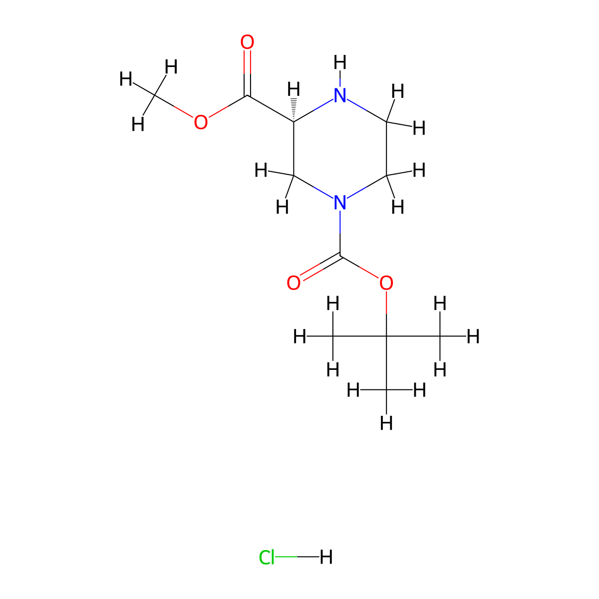 (S)-1-tert-Butyl 3-methyl piperazine-1,3-dicarboxylate hydrochloride molecular structure, CAS 1217702-80-1