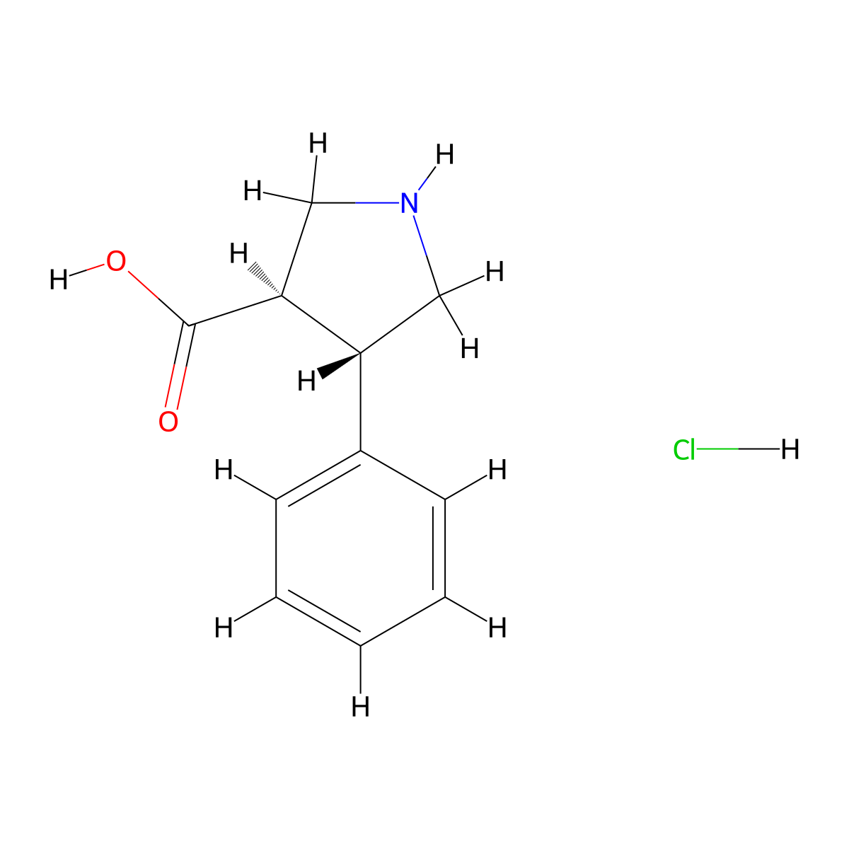 trans-4-Phenylpyrrolidine-3-carboxylic acid hydrochloride molecular structure, CAS 1217702-99-2