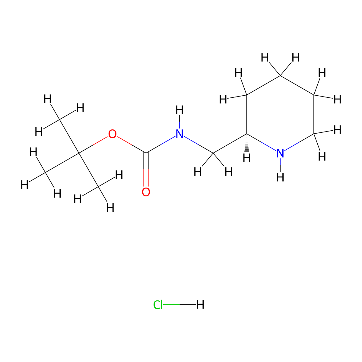 (R)-tert-Butyl (piperidin-2-ylmethyl)carbamate hydrochloride molecular structure, CAS 1217703-50-8