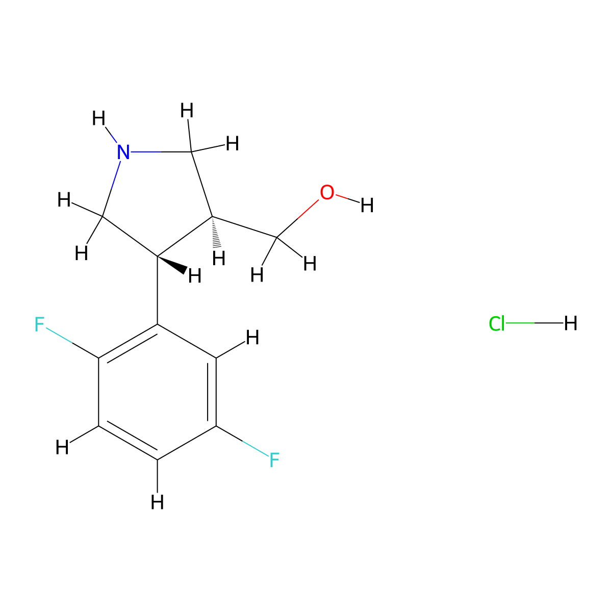 [(3S,4R)-4-(2,5-Difluorophenyl)pyrrolidin-3-yl]-methanol hydrochloride molecular structure, CAS 1217704-12-5