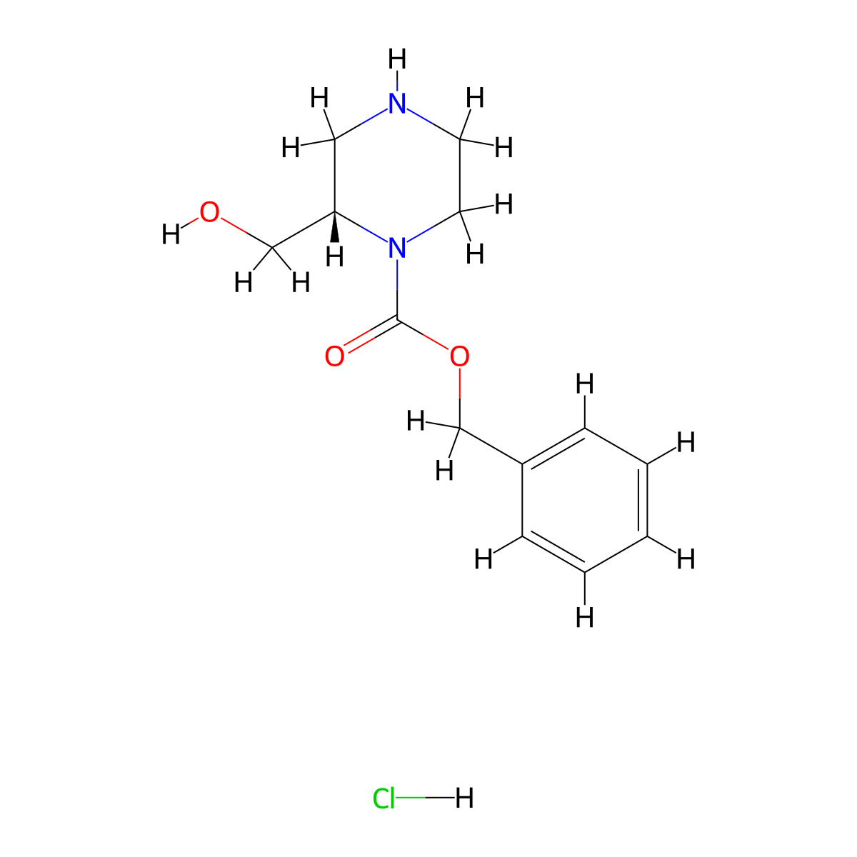 Benzyl (S)-2-(hydroxymethyl)piperazine-1-carboxylate hydrochloride molecular structure, CAS 1217704-83-0