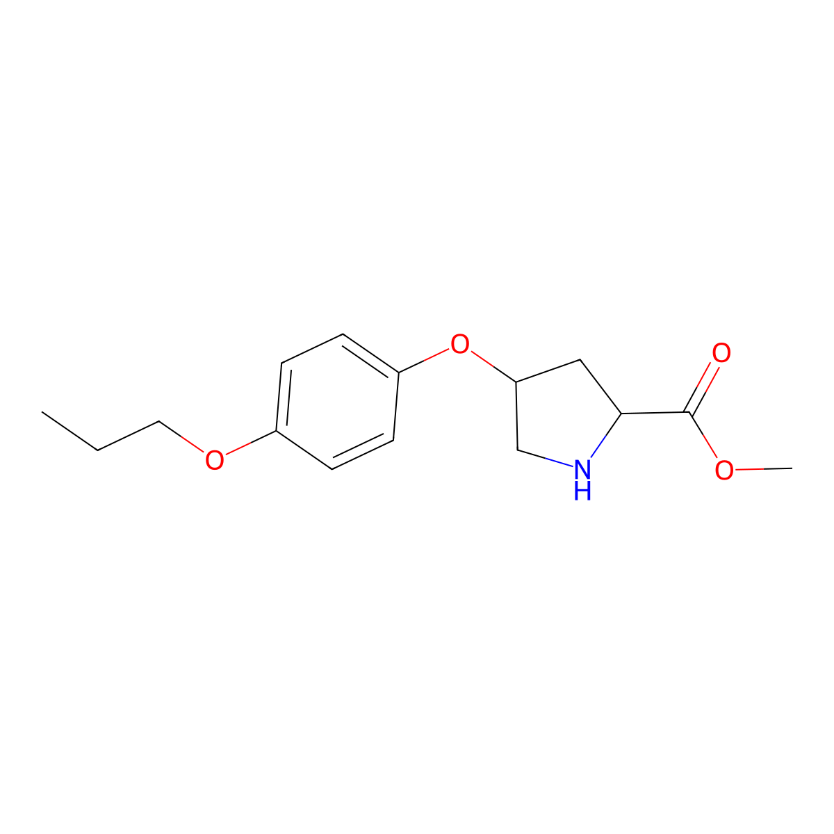 Methyl (2S,4S)-4-(4-propoxyphenoxy)-2-pyrrolidinecarboxylate molecular structure, CAS 1217706-21-2