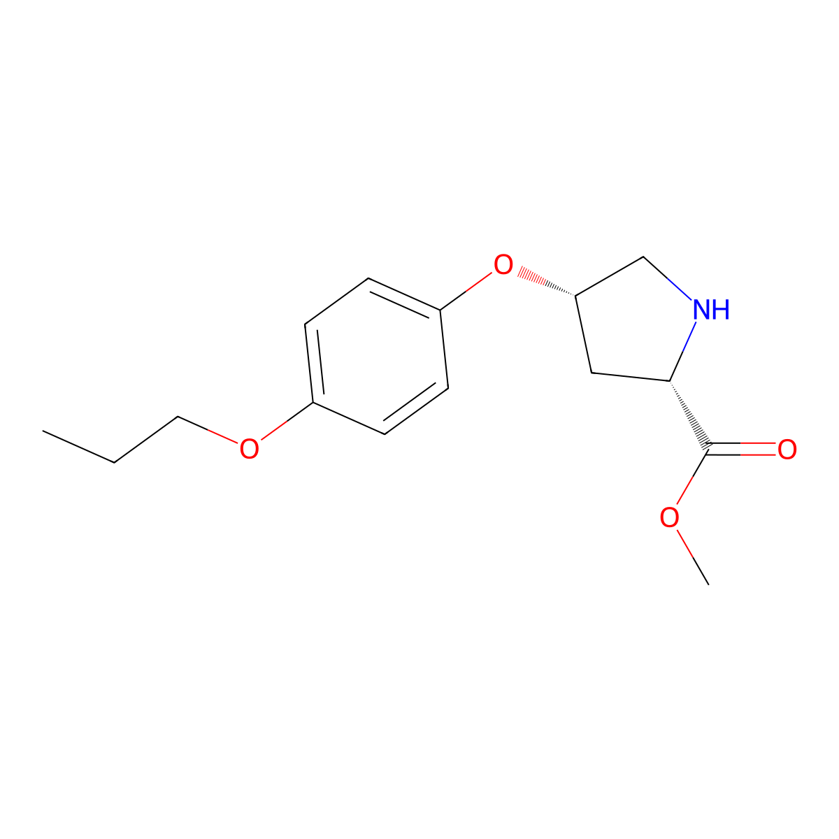 Methyl (2S,4S)-4-(4-propoxyphenoxy)-2-pyrrolidinecarboxylate molecular structure, CAS 1217706-21-2