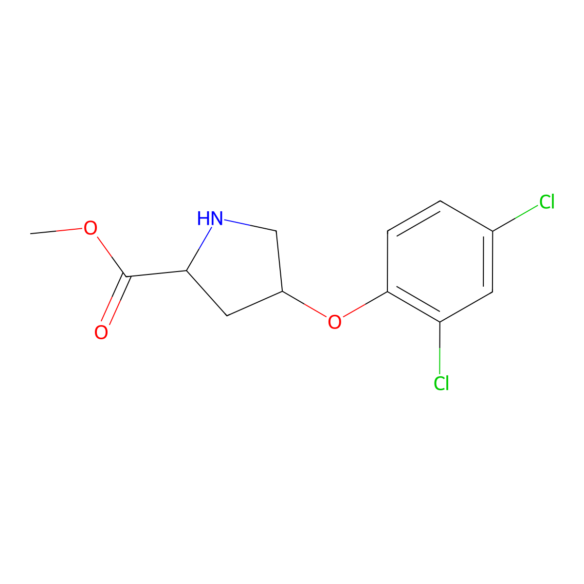 Methyl (2S,4S)-4-(2,4-dichlorophenoxy)-2-pyrrolidinecarboxylate molecular structure, CAS 1217706-55-2