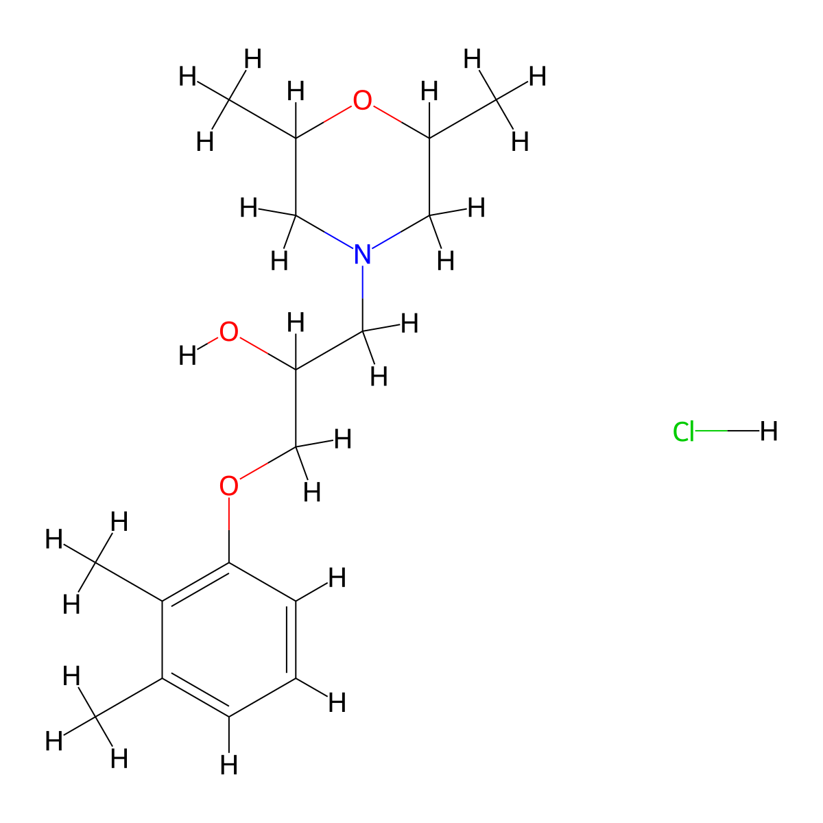 1-(2,6-Dimethylmorpholino)-3-(2,3-dimethylphenoxy)propan-2-ol hydrochloride molecular structure, CAS 1217706-59-6