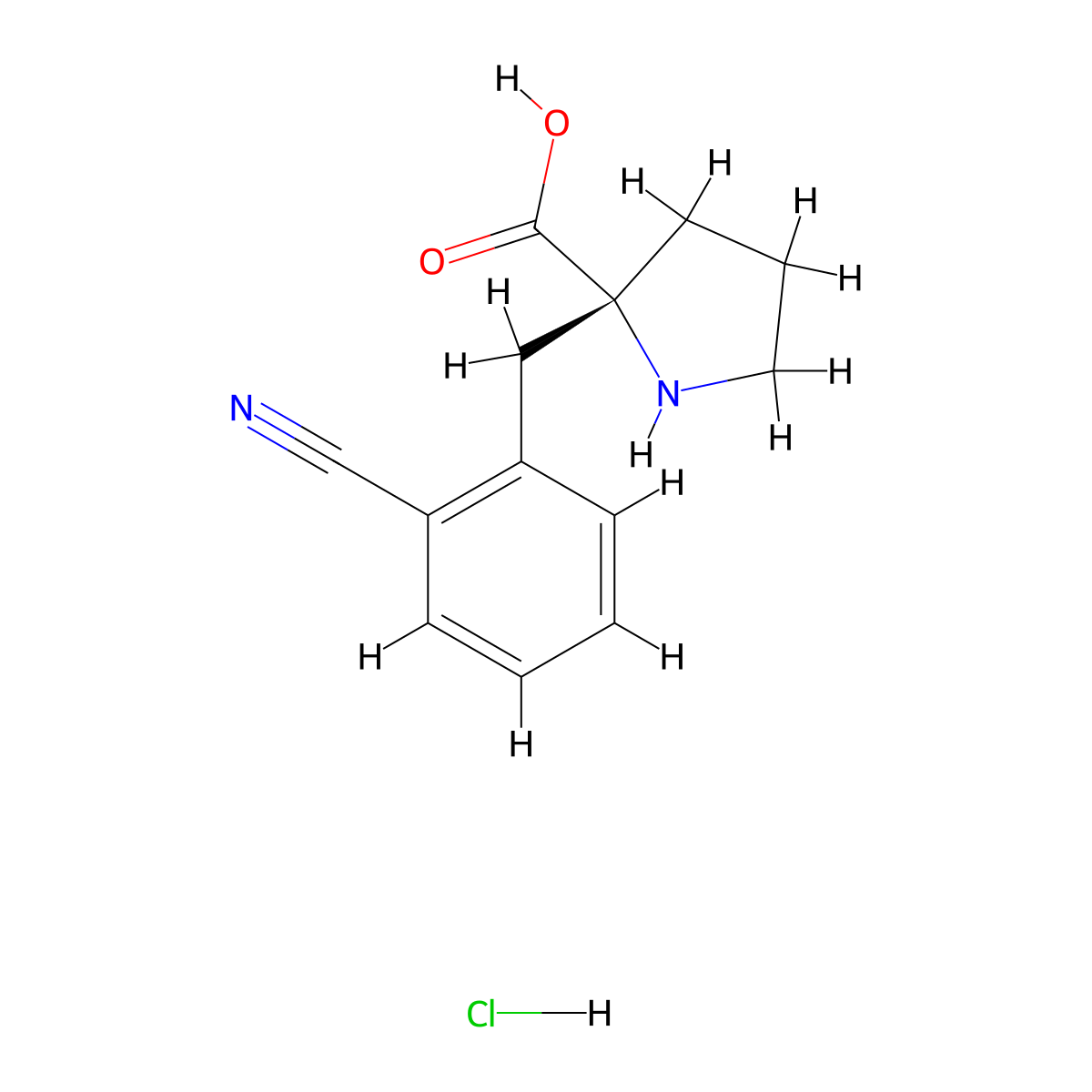 (R)-2-(2-Cyanobenzyl)pyrrolidine-2-carboxylic acid hydrochloride molecular structure, CAS 1217707-38-4