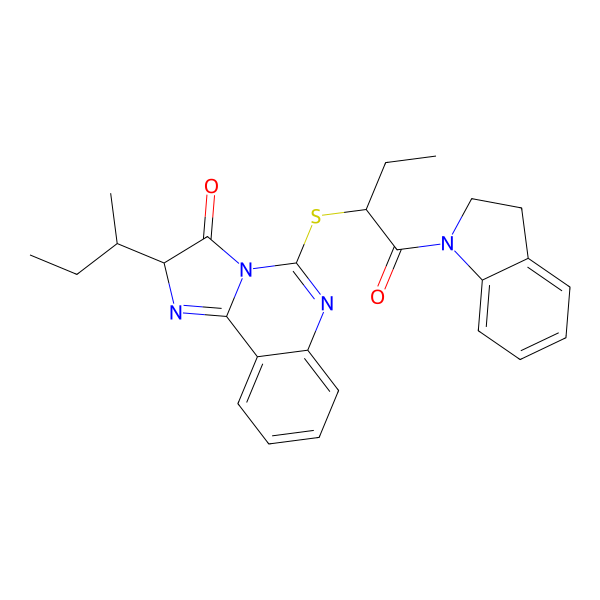 2-sec-butyl-5-{[1-(2,3-dihydro-1H-indol-1-ylcarbonyl)propyl]thio}imidazo[1,2-c]quinazolin-3(2H)-one molecular structure, CAS 1217707-72-6
