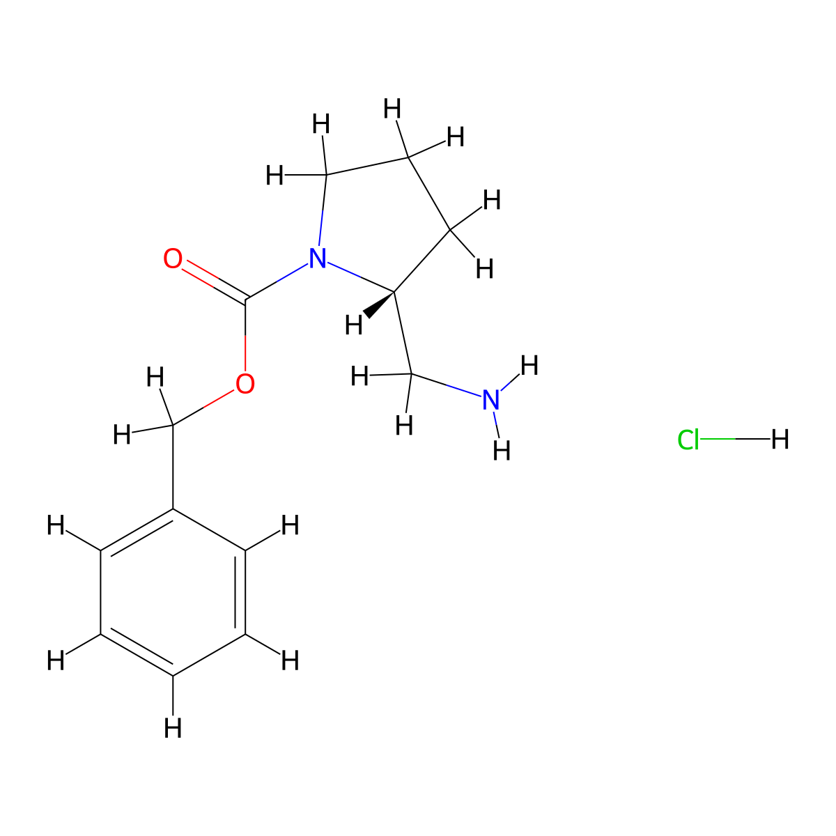 (R)-Benzyl 2-(aminomethyl)pyrrolidine-1-carboxylate hydrochloride molecular structure, CAS 1217707-96-4