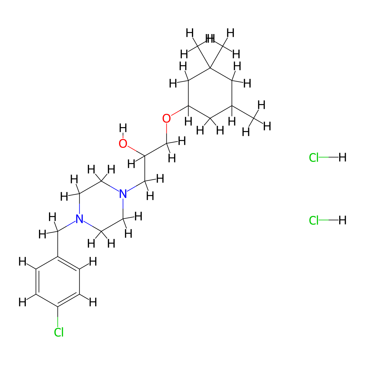 1-(4-(4-Chlorobenzyl)piperazin-1-yl)-3-((3,3,5-trimethylcyclohexyl)oxy)propan-2-ol dihydrochloride molecular structure, CAS 1217708-23-0