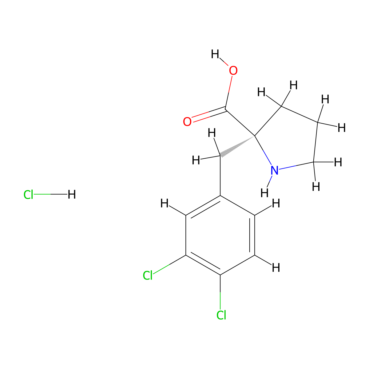 (S)-2-(3,4-Dichlorobenzyl)pyrrolidine-2-carboxylic acid hydrochloride molecular structure, CAS 1217712-28-1