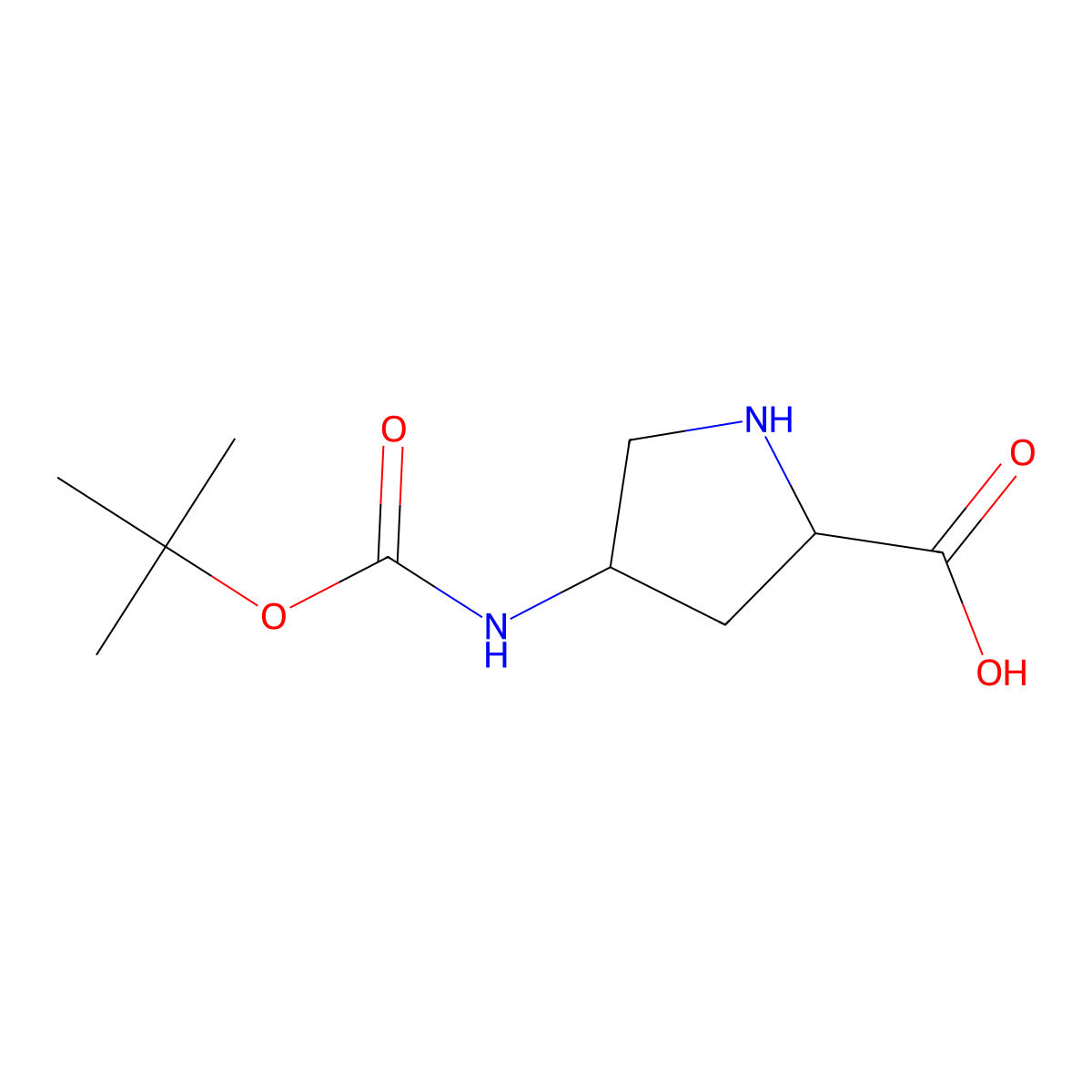 (2S,4S)-4-((tert-Butoxycarbonyl)amino)pyrrolidine-2-carboxylic acid molecular structure, CAS 1217712-63-4