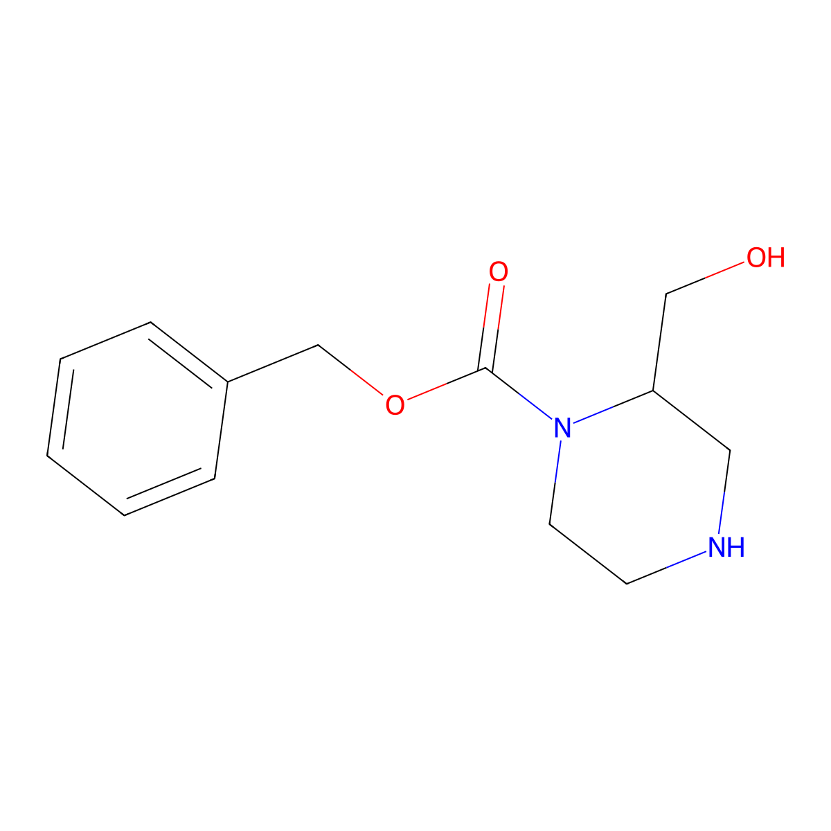 (R)-Benzyl 2-(hydroxymethyl)piperazine-1-carboxylate molecular structure, CAS 1217713-62-6