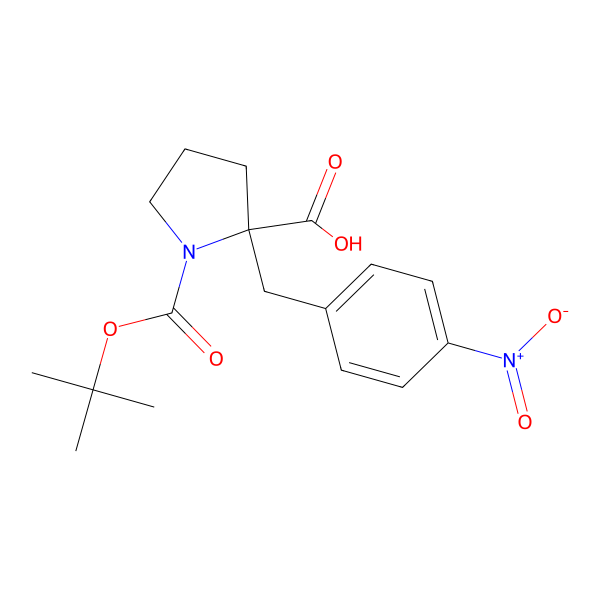 (R)-1-(tert-Butoxycarbonyl)-2-(4-nitrobenzyl)pyrrolidine-2-carboxylic acid molecular structure, CAS 1217715-29-1