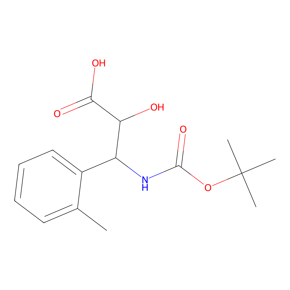 (2R,3R)-3-((tert-Butoxycarbonyl)amino)-2-hydroxy-3-(o-tolyl)propanoic acid molecular structure, CAS 1217716-40-9