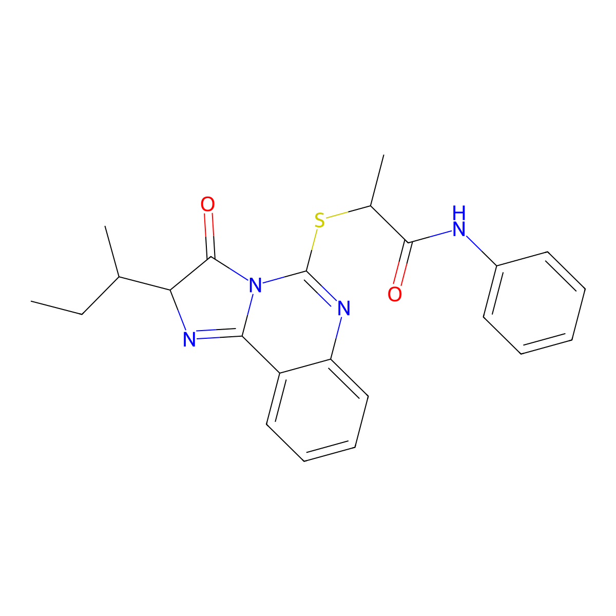 2-((2-(sec-butyl)-3-oxo-2,3-dihydroimidazo[1,2-c]quinazolin-5-yl)thio)-N-phenylpropanamide molecular structure, CAS 1217718-67-6