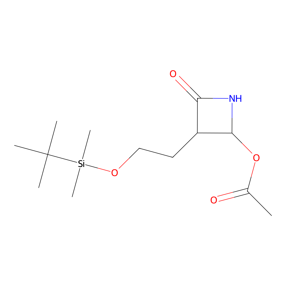 (2R,3R)-3-(2-((Tert-butyldimethylsilyl)oxy)ethyl)-4-oxoazetidin-2-yl acetate molecular structure, CAS 1217719-00-0