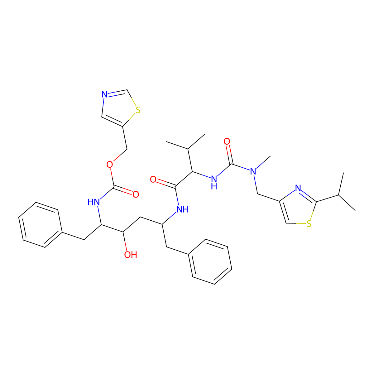 N-[3-hydroxy-5-[[3-methyl-2-[[[methyl-[(2-propan-2-yl-4-thiazolyl)methyl]amino]-oxomethyl]amino]-1-oxobutyl]amino]-1,6-diphenylhexan-2-yl]carbamic acid 5-thiazolylmethyl ester molecular structure, CAS 1217720-20-1