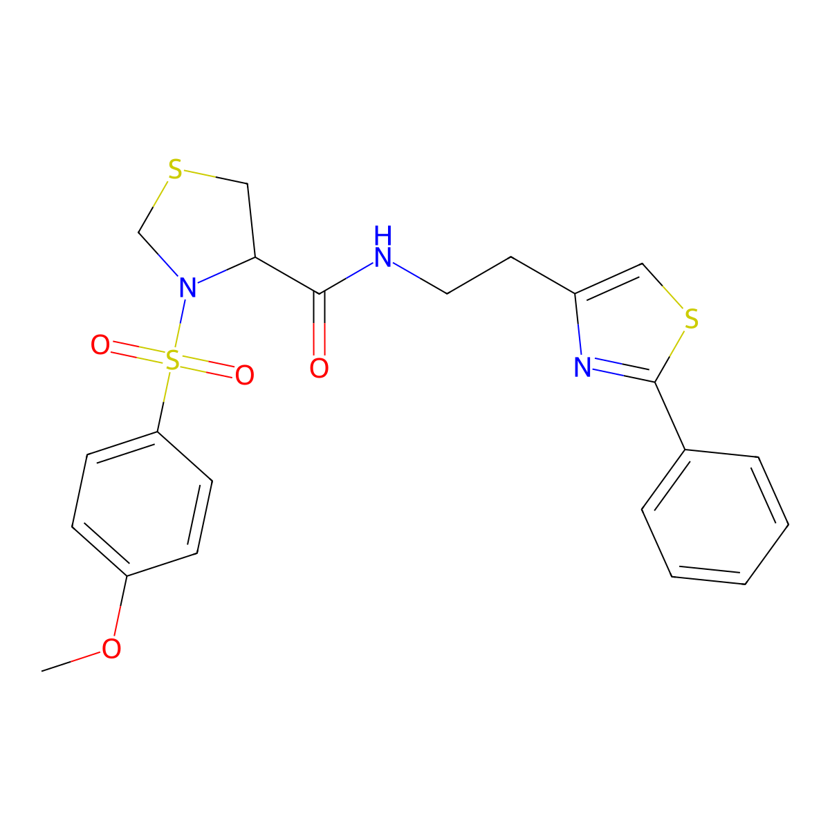 3-(4-Methoxybenzenesulfonyl)-N-[2-(2-phenyl-1,3-thiazol-4-YL)ethyl]-1,3-thiazolidine-4-carboxamide molecular structure, CAS 1217720-50-7