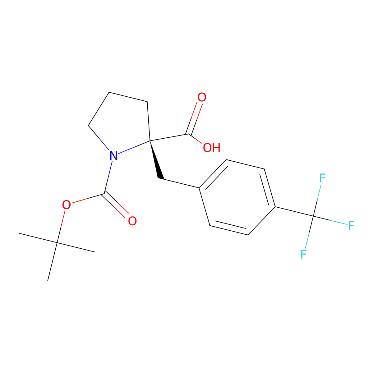 (S)-1-(tert-Butoxycarbonyl)-2-(4-(trifluoromethyl)benzyl)pyrrolidine-2-carboxylic acid molecular structure, CAS 1217720-94-9
