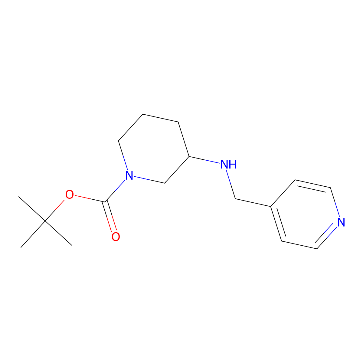 (S)-tert-butyl 3-((pyridin-4-ylmethyl)amino)piperidine-1-carboxylate molecular structure, CAS 1217722-00-3