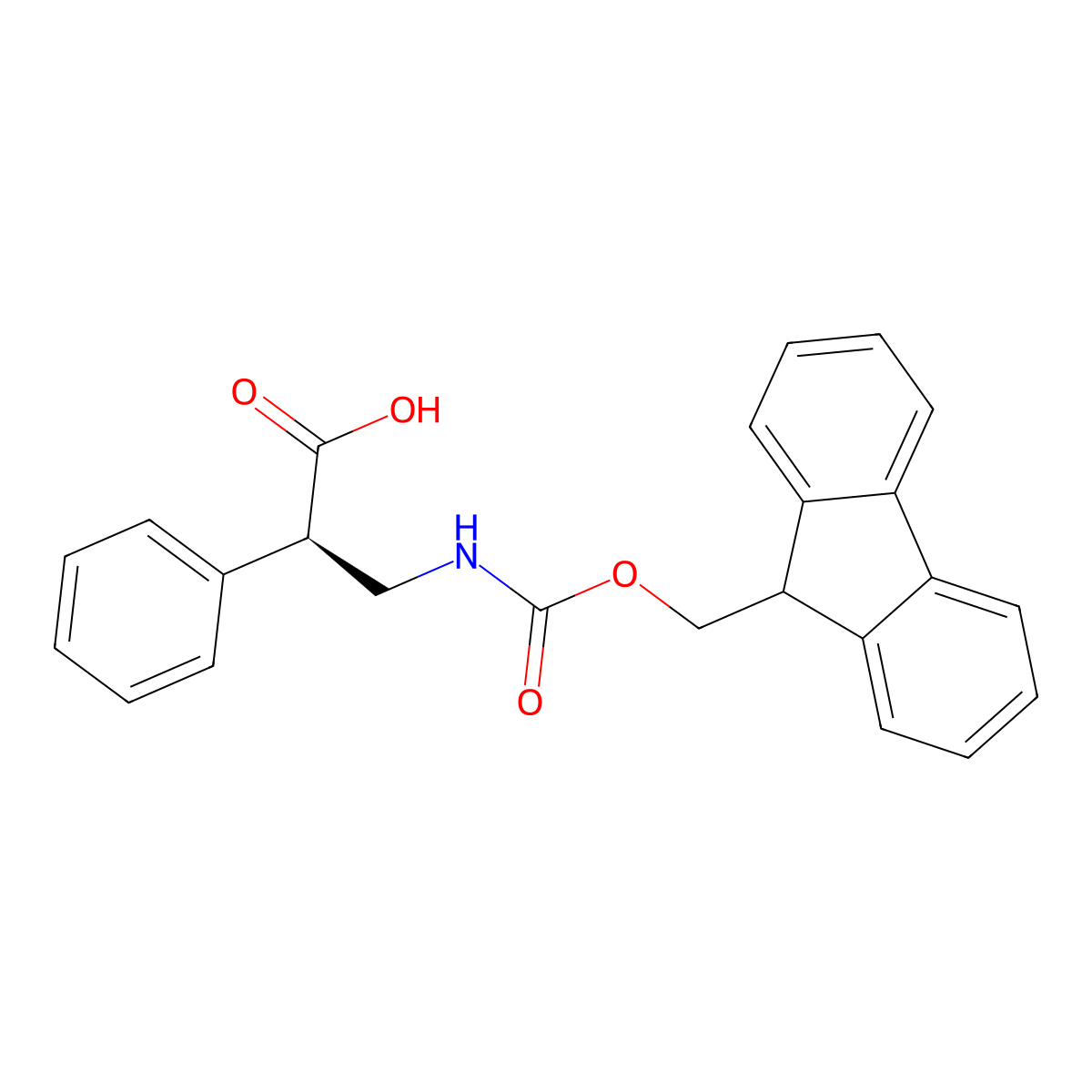 (R)-3-((((9H-Fluoren-9-yl)methoxy)carbonyl)amino)-2-phenylpropanoic acid molecular structure, CAS 1217722-24-1