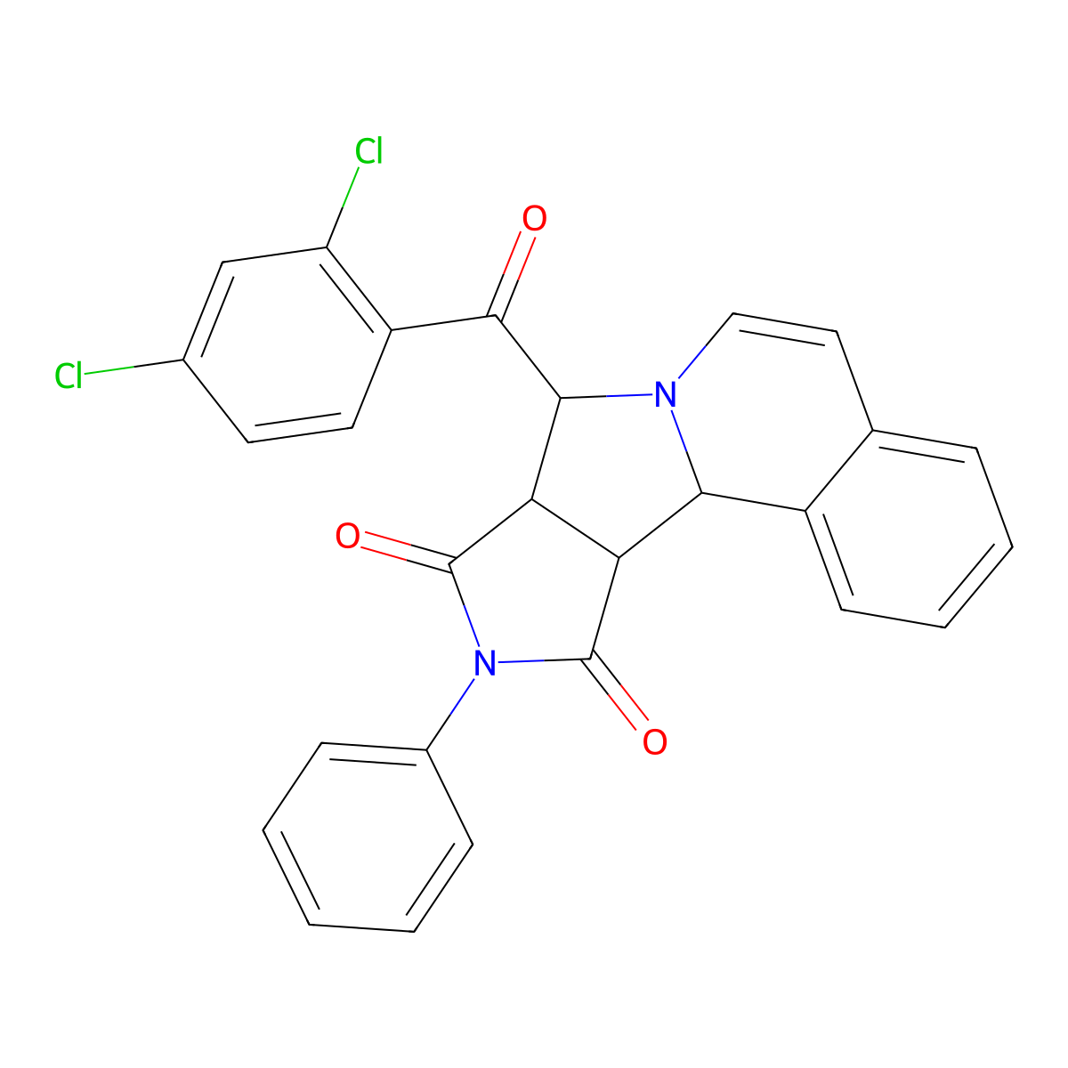 8-[(2,4-dichlorophenyl)carbonyl]-10-phenyl-11a,11b-dihydro-8H-pyrrolo[3',4':3,4]pyrrolo[2,1-a]isoquinoline-9,11(8aH,10H)-dione molecular structure, CAS 1217723-31-3