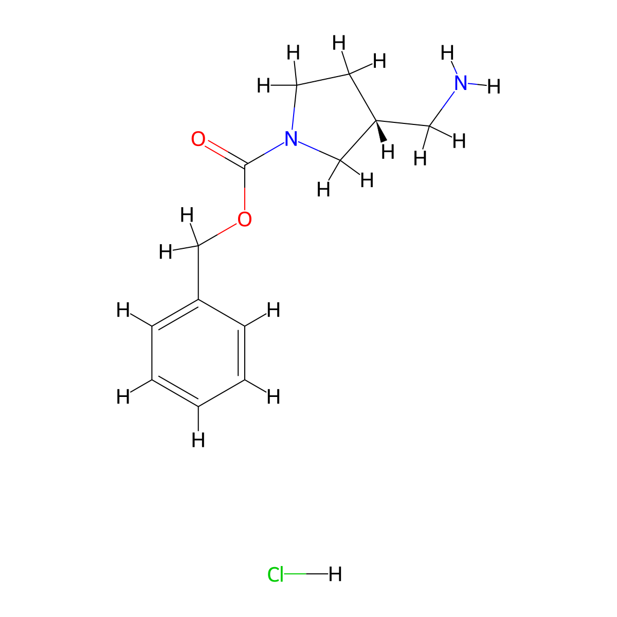 (R)-Benzyl 3-(aminomethyl)pyrrolidine-1-carboxylate hydrochloride molecular structure, CAS 1217726-65-2