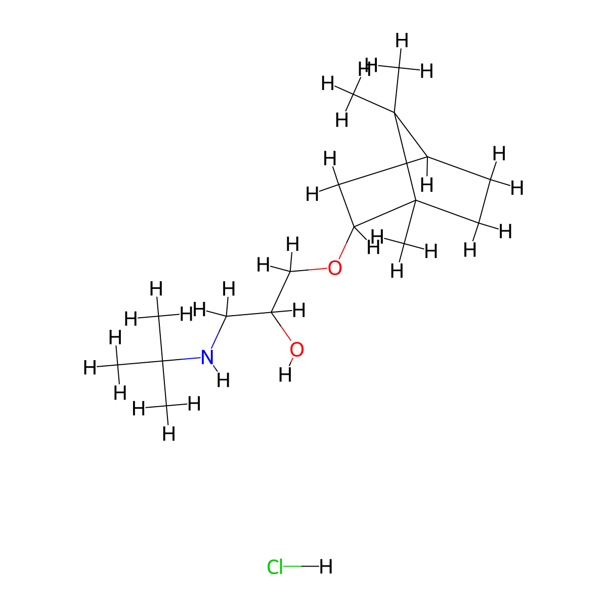 1-(tert-butylamino)-3-(((1S,4R)-1,7,7-trimethylbicyclo[2.2.1]heptan-2-yl)oxy)propan-2-ol hydrochloride molecular structure, CAS 1217729-48-0