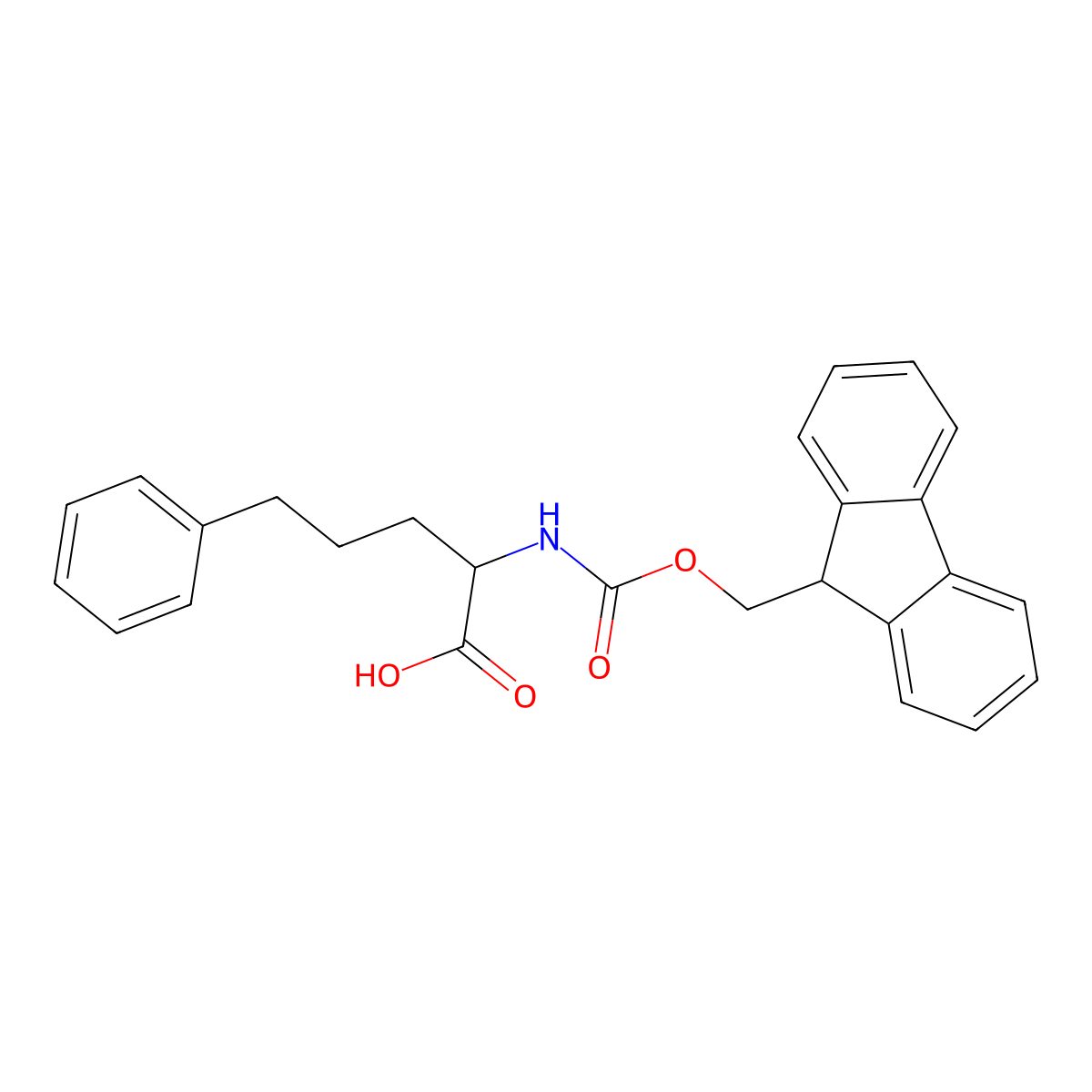 (R)-2-((((9H-Fluoren-9-yl)methoxy)carbonyl)amino)-5-phenylpentanoic acid molecular structure, CAS 1217731-48-0