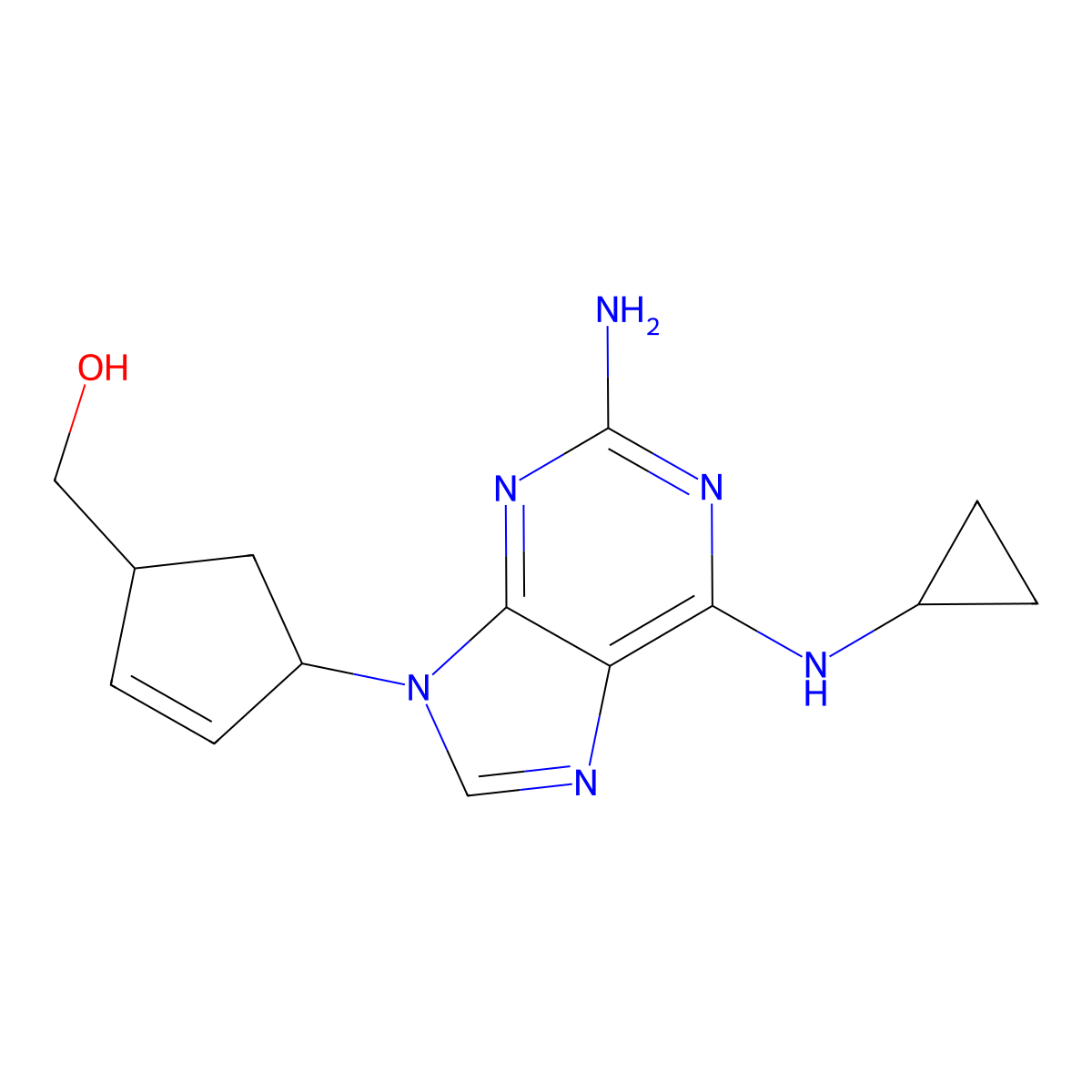 4-(2-Amino-6-(cyclopropylamino)-9H-purin-9-yl)-2-cyclopentene-1-methanol molecular structure, CAS 1217731-56-0