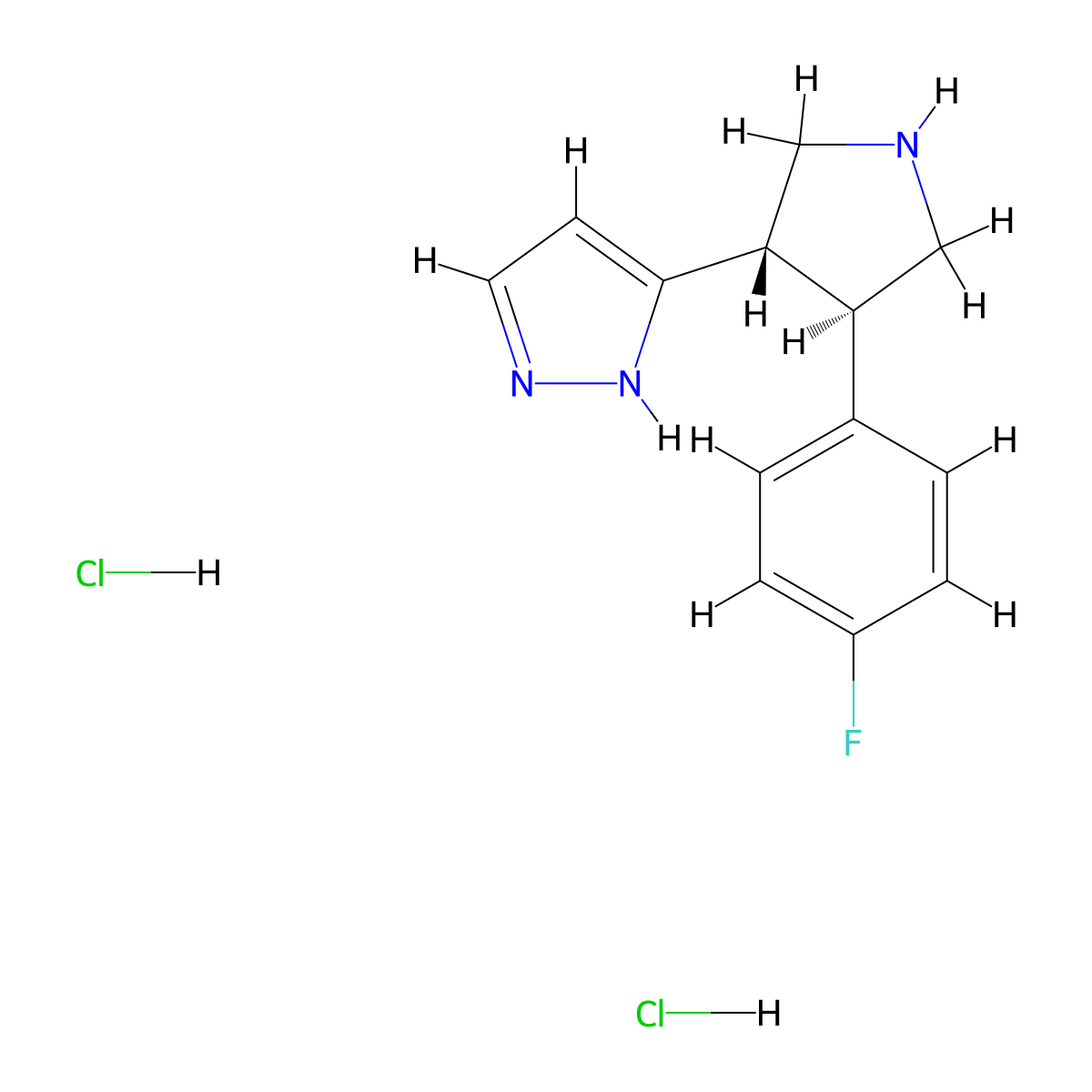 3-[(3S,4R)-4-(4-Fluoro-phenyl)-pyrrolidin-3-YL]-1H-pyrazole dihydrochloride molecular structure, CAS 1217731-62-8