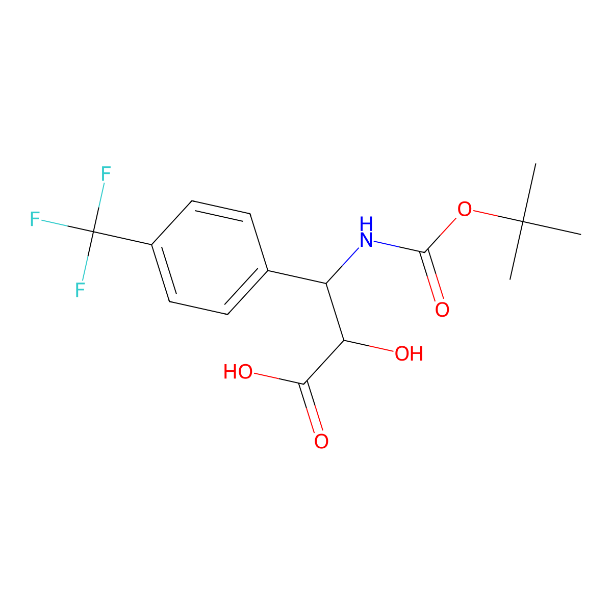 (2R,3R)-3-((tert-Butoxycarbonyl)amino)-2-hydroxy-3-(4-(trifluoromethyl)phenyl)propanoic acid molecular structure, CAS 1217733-31-7