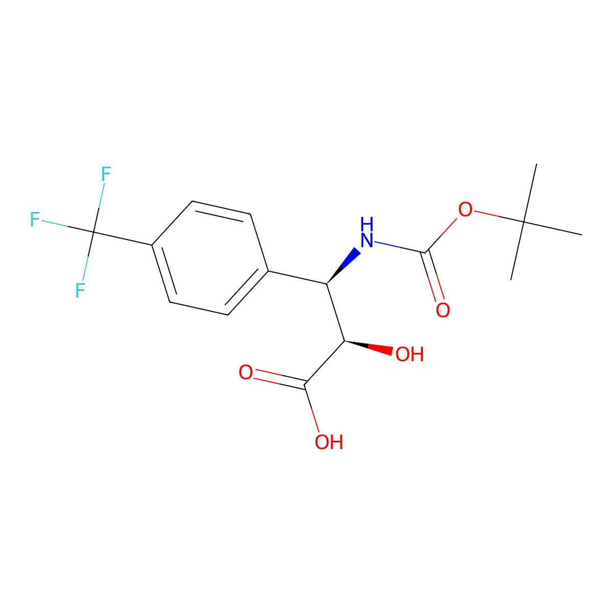 (2R,3R)-3-((tert-Butoxycarbonyl)amino)-2-hydroxy-3-(4-(trifluoromethyl)phenyl)propanoic acid molecular structure, CAS 1217733-31-7