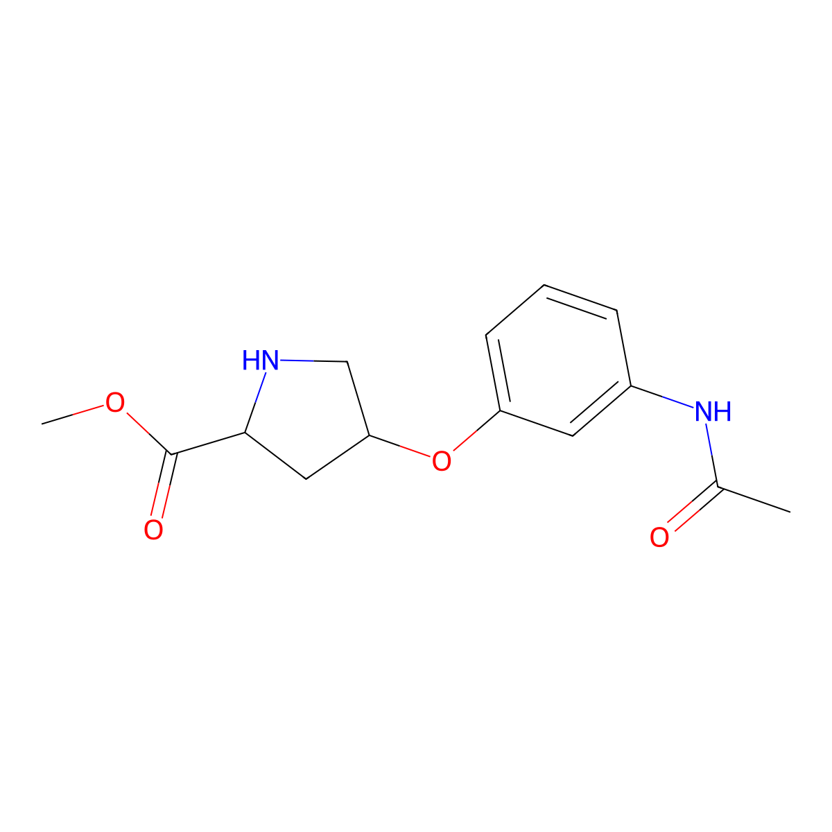 Methyl (2S,4S)-4-[3-(acetylamino)phenoxy]-2-pyrrolidinecarboxylate molecular structure, CAS 1217735-31-3