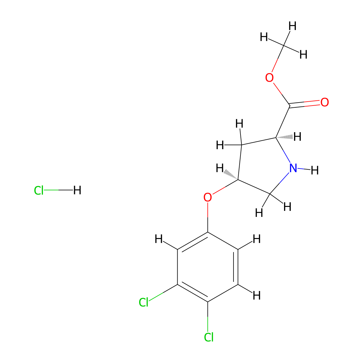 Methyl (2S,4S)-4-(3,4-dichlorophenoxy)-2-pyrrolidinecarboxylate hydrochloride molecular structure, CAS 1217735-53-9